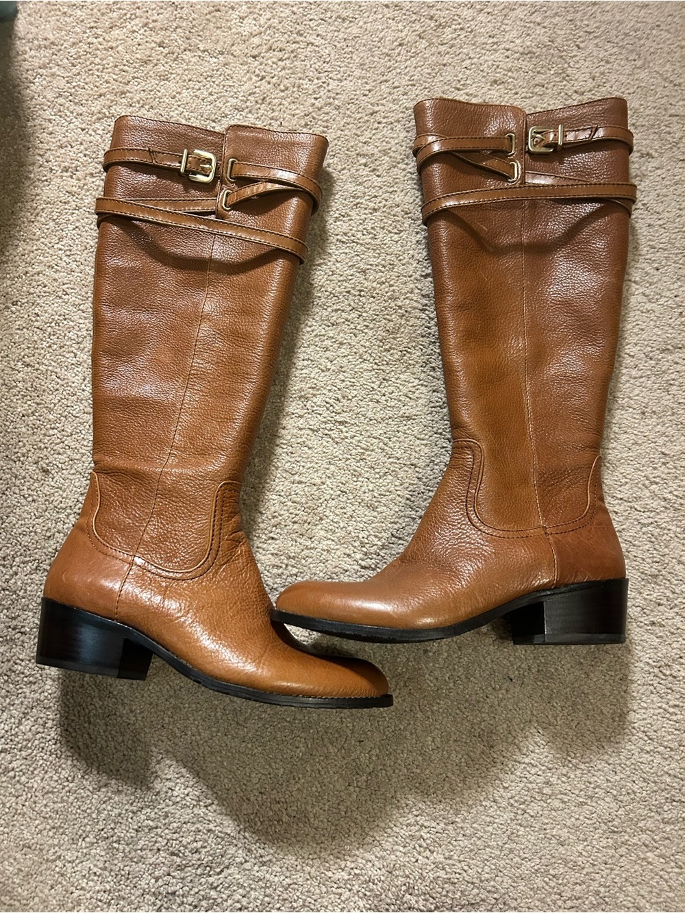 Antonio Melani Brown Tan Women's Tall Leather Riding Boots 7